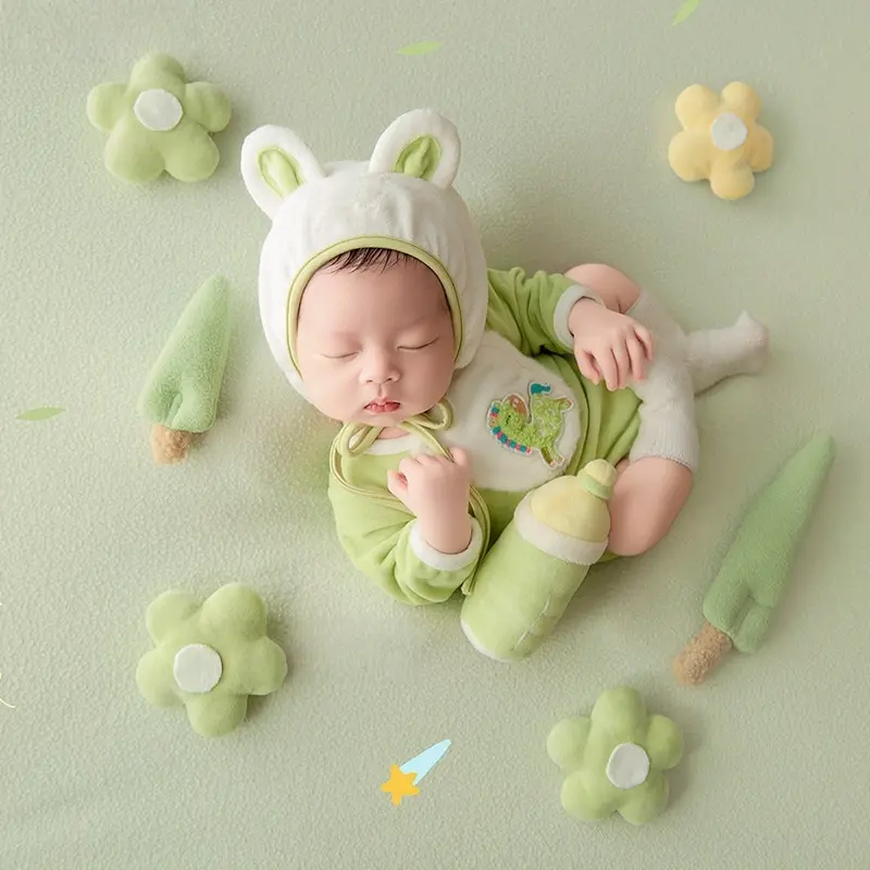 Green Furry Horse Theme Set - Newborn Photography Props - Image 2